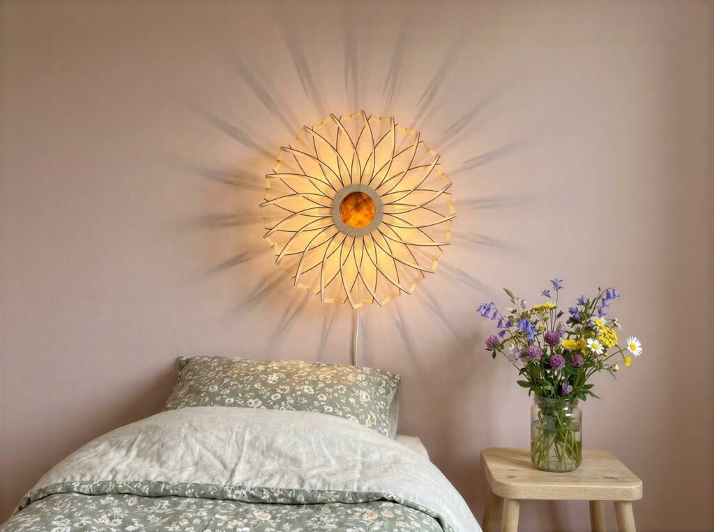 Applique murale en bois floral, fabrication artisanale en France, chambre enfant