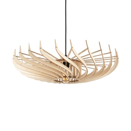 Suspension en bois Claudine – vue de profil sur fond blanc